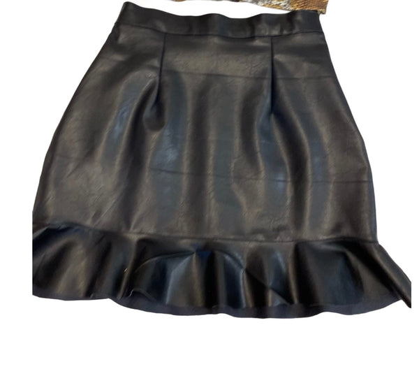 Esti Faux Black Mini Leather Skirt