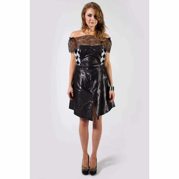 Modern monochrome Pleated-Weave Dress - Silvana Boutique