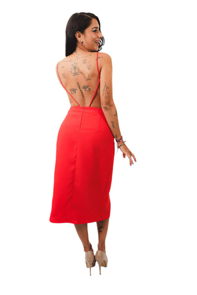 lucy red lace wrap dress
