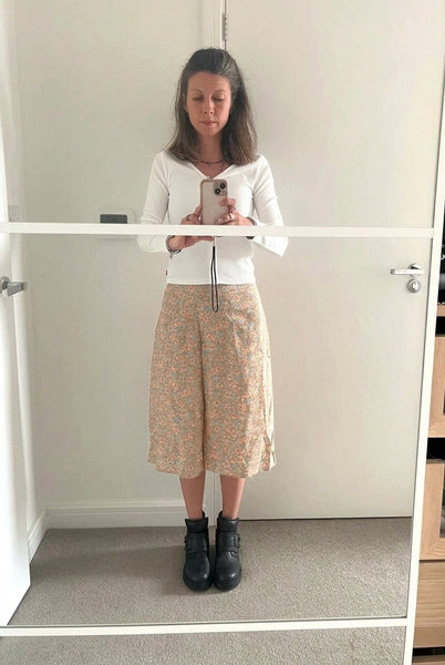 Handmade skirt outfit – adult sewing course student project