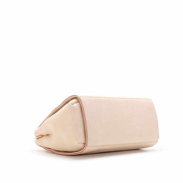 Beige Braided Lady Bag with decorative braided handle and removable strap.