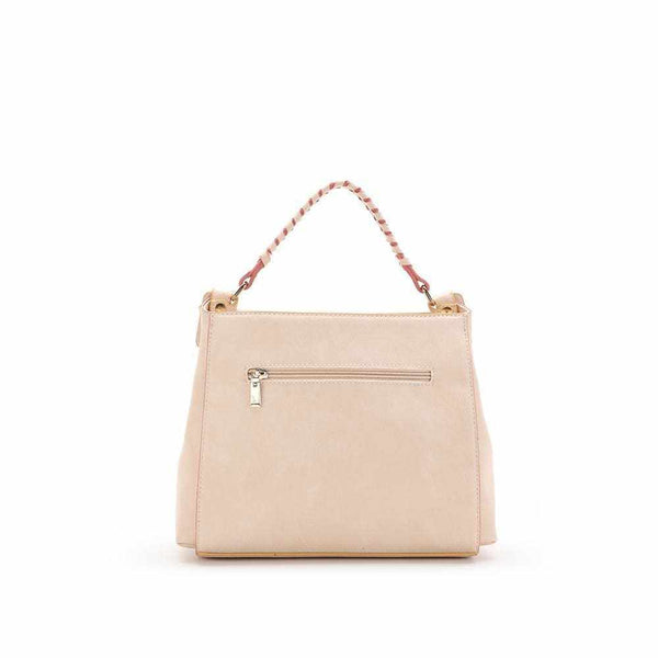 Braided Lady Bag with elegant braided hand strap and removable cross-strap in beige.