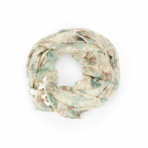 Botanical butterfly print scarf in nude by Abbacino.