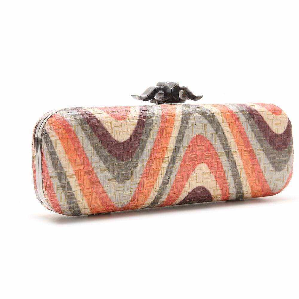 Romantica Clutch Bag with multi-toned woven print and clasp closure.