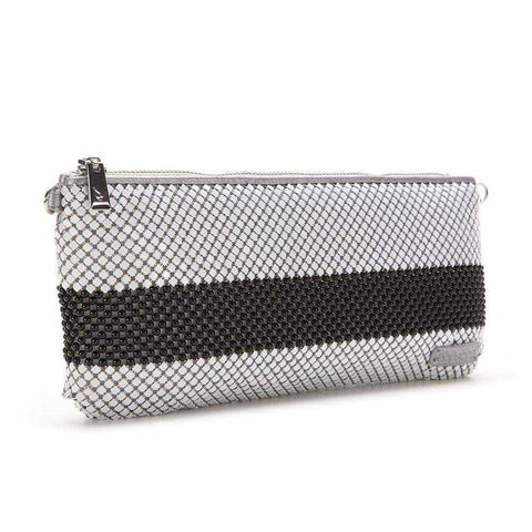 Sidart Clutch Bag, two-tone evening accessory with zip closure and optional chain.