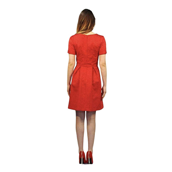 Skater Red Dress Flared with short sleeves - Silvana Boutique